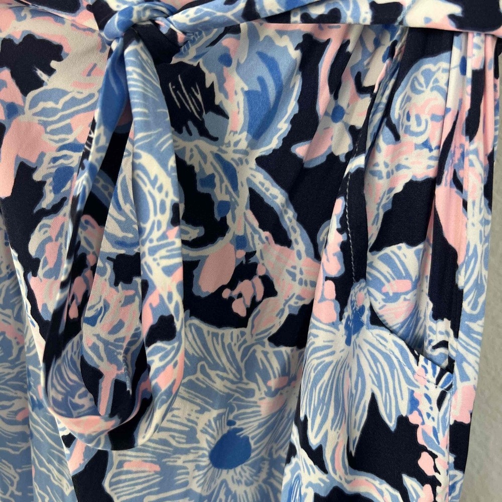 Lilly Pulitzer Large Dusk Jumpsuit Amore‎ Belted Adjustable Strap Straight-Cut - Picture 10 of 12